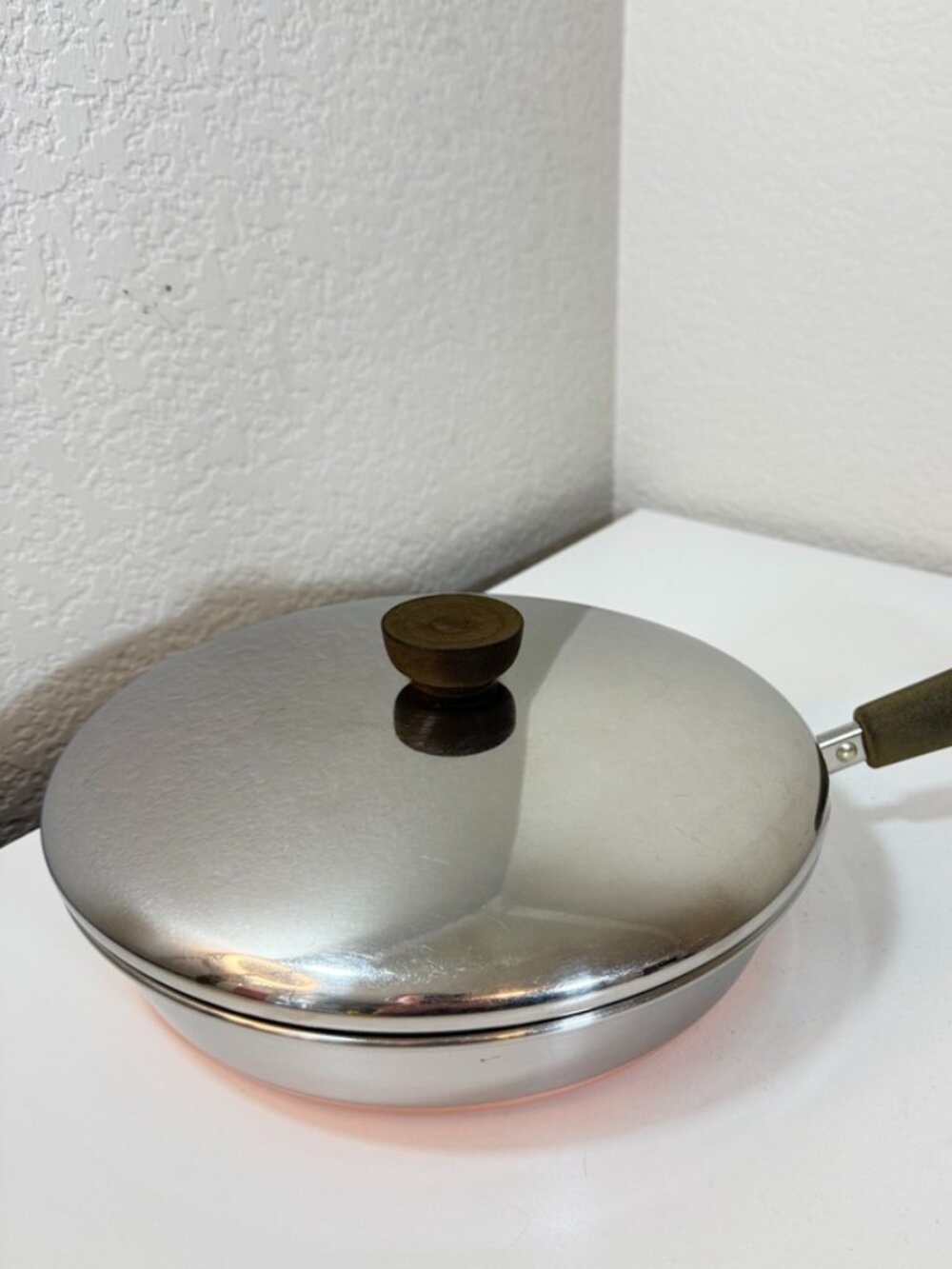 Vintage REVERE WARE 9 in -79 Skillet Frying Pan w/ Lid 1801 Copper Clad EUC